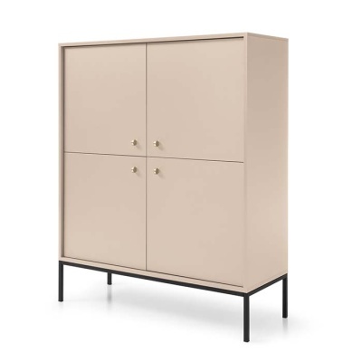 Aparador Alto Bege com Pernas em Preto Mono