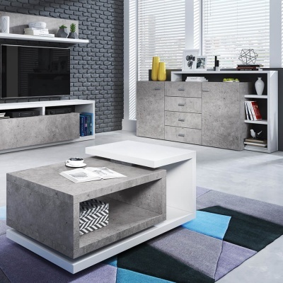 Mesa de Centro Moderna Bota | Branco e Cinza Betão