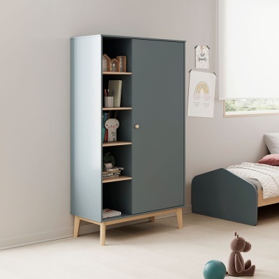 Roupeiro Infantil Com Estante Verde