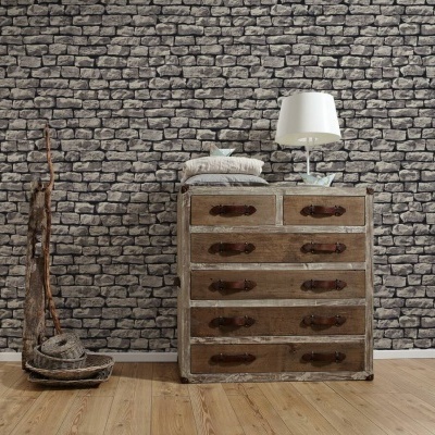Papel de Parede Pedra, Casa de Campo, 3D, Preto, Castanho, Cinzento 95871-1 Papel de Parede Pedra, Casa de Campo, 3D, Preto, Castanho, Cinzento 95871-1