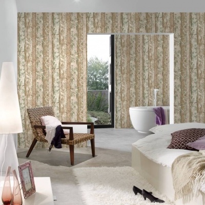 Papel de Parede Madeira, Casa de Campo, Bege, Castanho, Creme, Verde 36119-2