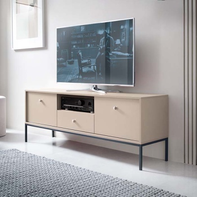 Móvel TV Bege com Pernas em Preto Mono