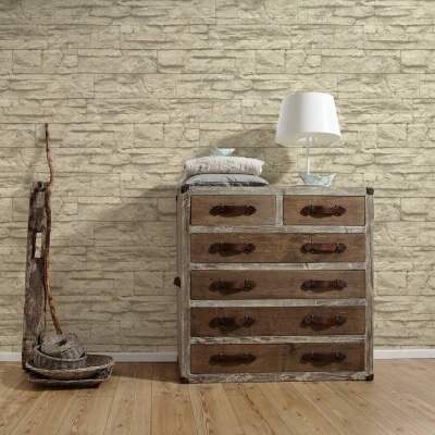 Papel de Parede Pedra, Casa de Campo, Bege, Creme 7071-30