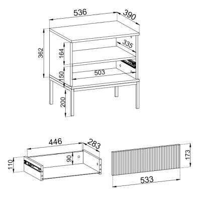 Mesa de Apoio em Carvalho com Ripas e LED Sento