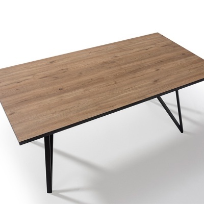 Mesa de Jantar em Madeira com Pernas Metálicas Pretas