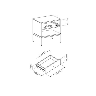 Mesa de Apoio Bege com Pernas em Preto Mono