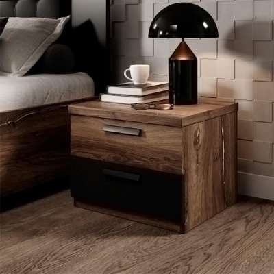 Quarto Completo Cama 160x200 Carvalho e Preto