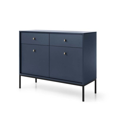 Aparador Azul Navi com Pernas em Preto Mono