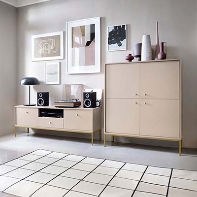 Móveis de Sala Bege e Dourado - Mono