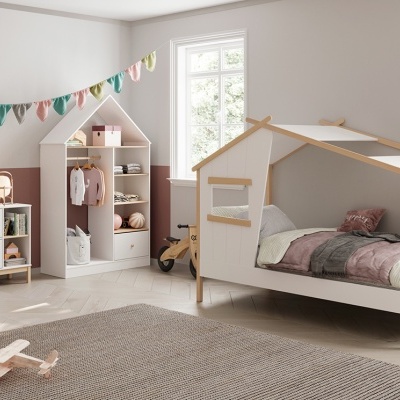 Cama Infantil Casinha com Telhado Hut 90x190 cm Branca