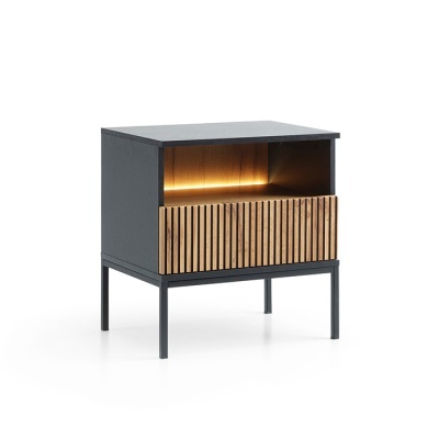 Mesa de Apoio em Carvalho com Ripas e LED Sento