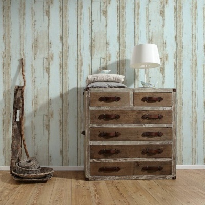 Papel de Parede Madeira, Casa de Campo, 3D, Preto, Azul, Castanho 36893-3