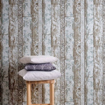 Papel de Parede Madeira, Casa de Campo, Bege, Azul, Castanho, Creme 36119-1