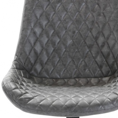 Conjunto de 4 Cadeiras Giratórias Vintage Couro Cinzento