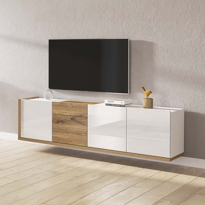 Móvel Base TV em Branco e Carvalho 198 cm | Lars