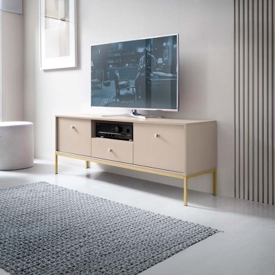 Móvel TV Bege com Pernas em Dourado Mono