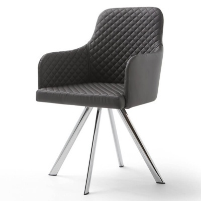 Conjunto de 4 Cadeiras Giratória Design Cinzento