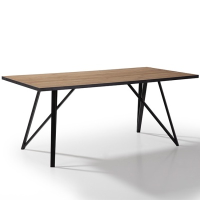 Mesa de Jantar em Madeira com Pernas Metálicas Pretas