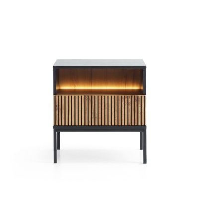 Mesa de Apoio em Carvalho com Ripas e LED Sento