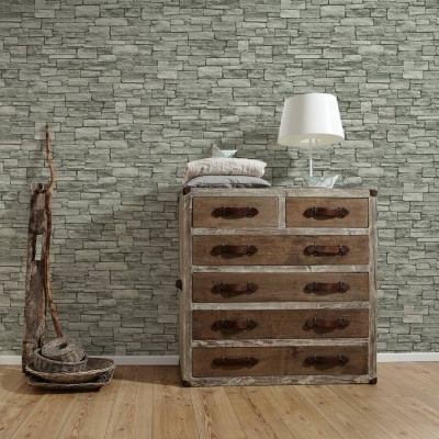 Papel de Parede Pedra, Casa de Campo, Bege, Preto, Cinzento 95871-2