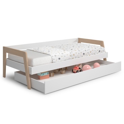 Cama Infantil Dupla Branca com Gaveta Carrie