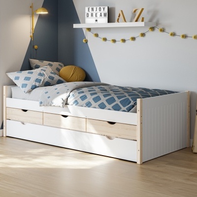 Cama Infantil Dupla Branca com Gavetas Valka