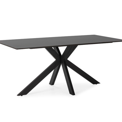 Mesa de Jantar com Tampo e Base X em Preto