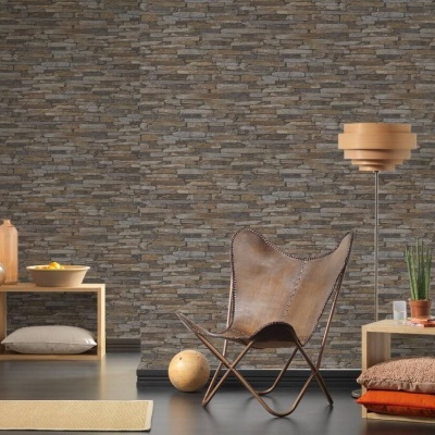 Papel de Parede Pedra, Xisto, Casa de Campo, Bege, Castanho, Amarelo 9142-17