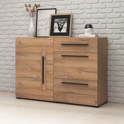 Aparador Pequeno Moderno Nórdico Madeira Carvalho Tulsa