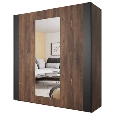 Quarto Completo Cama 160x200 Carvalho e Preto