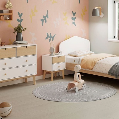 Mesa de Cabeceira Para Criança com 2 Gavetas em Branco