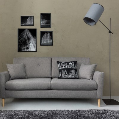 Candeeiro de Pé Alto Preto e Cinzento ZELDA 