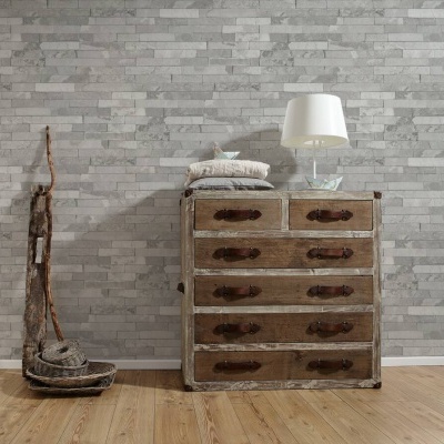 Papel de Parede Pedra, Casa de campo, Cinzento 35582-1