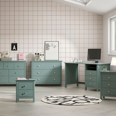 Mesa de Cabeceira Para Criança com 3 Gavetas em Verde