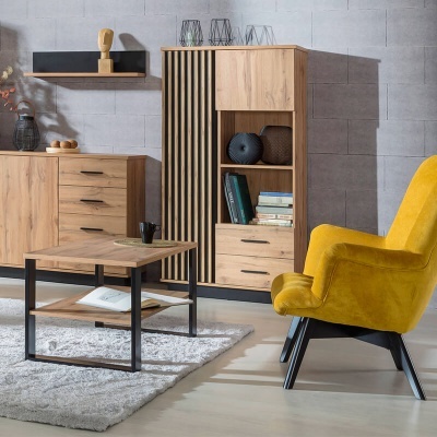 Armário Laminado Carvalho e Preto Lamelo