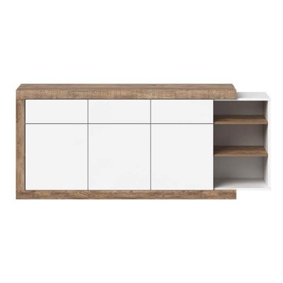 Aparador com Estante e Gavetas em Branco e Carvalho | Sintra