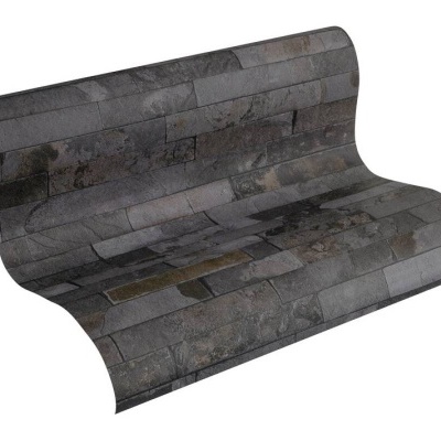 Papel de Parede Pedra, Casa de Campo, Preto, Cinzento 35582-5