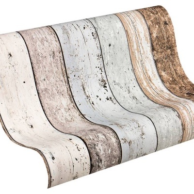 Papel de Parede Madeira, 3D, Preto, Dourado, Cinza 8550-39