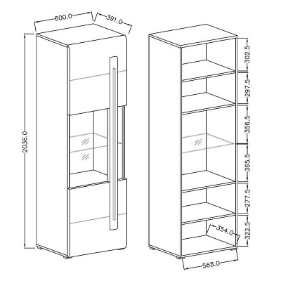 Armário Vitrine Alto em Branco com Porta - Tulsa