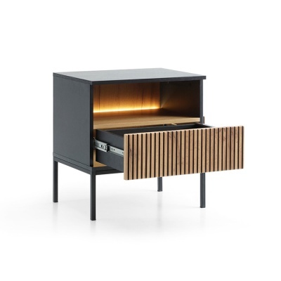 Mesa de Apoio em Carvalho com Ripas e LED Sento