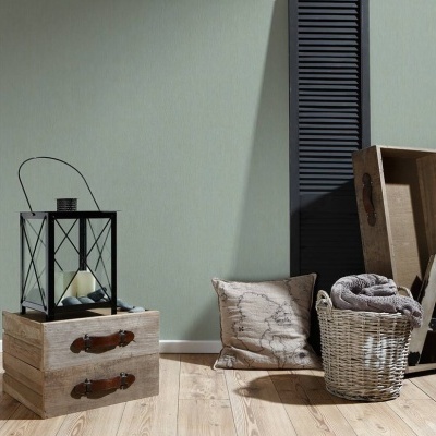 Papel de Parede Tropical, Folhas, Uni, Dourado, Verde, Metálico 37375-6