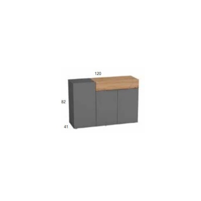 Aparador Cinza Alto Brilho e Madeira Artisan