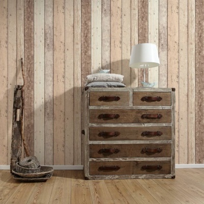 Papel de Parede Madeira, Casa de Campo, Bege, Castanho, Branco 8951-10