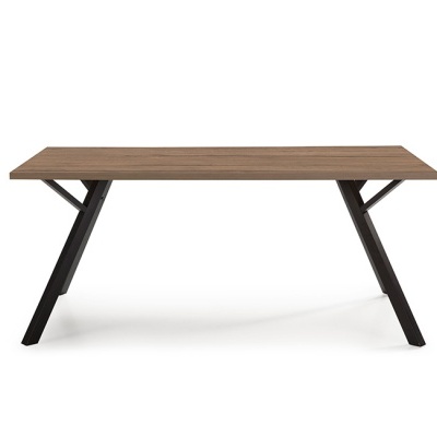 Mesa de Jantar Moderna em Nogueira e Pernas de Metal