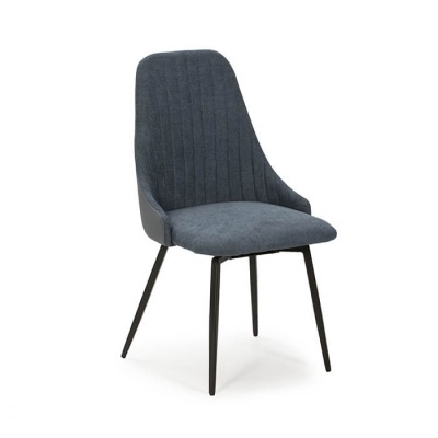 Cadeira Sala de Jantar Giratória Elma em Tecido Azul | Conjunto de 2 Unidades