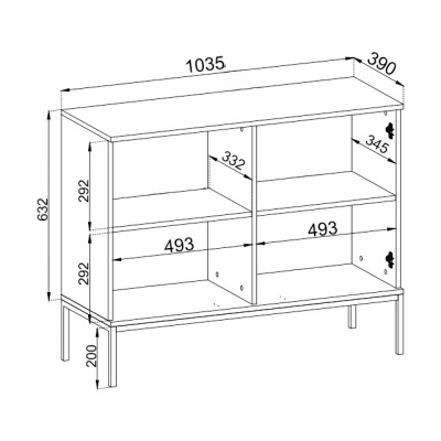 Aparador Carvalho com Ripas e Porta de Vidro Sento
