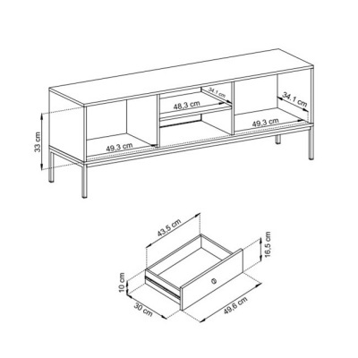Móvel TV Bege com Pernas em Preto Mono