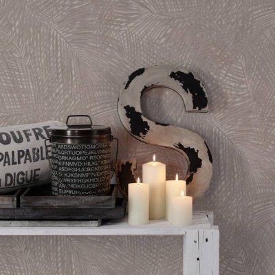 Papel de Parede Tropical, Folhas, Selva, Floral, Bege, Castanho, Creme 37371-2