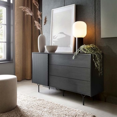 Aparador Minimalista Cinzento e Preto Raven