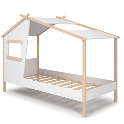 Cama Infantil Casinha com Telhado Hut 90x190 cm Branca